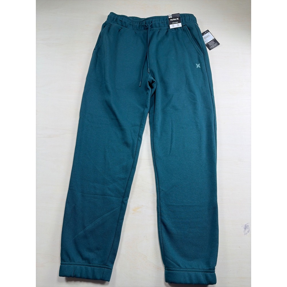 Hurley Mens Fleece Jogger Sweatpants Teal Green Elastic Waist Size M NEW